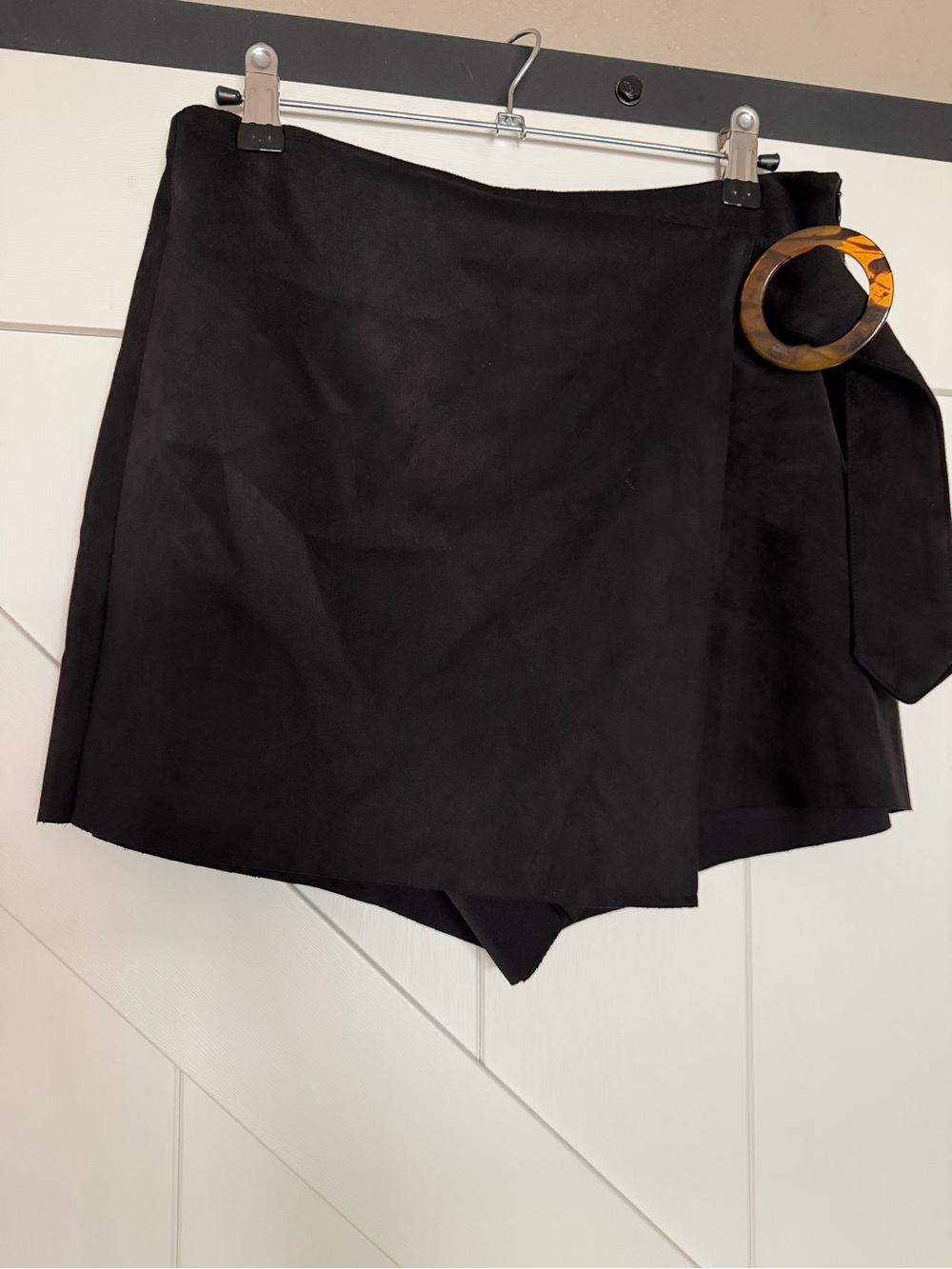 Zara Black Wrap Skort with Tortoiseshell Buckle